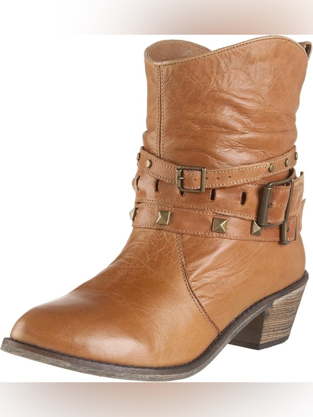 Steve Madden Tan Leather Studded Ankle Boots